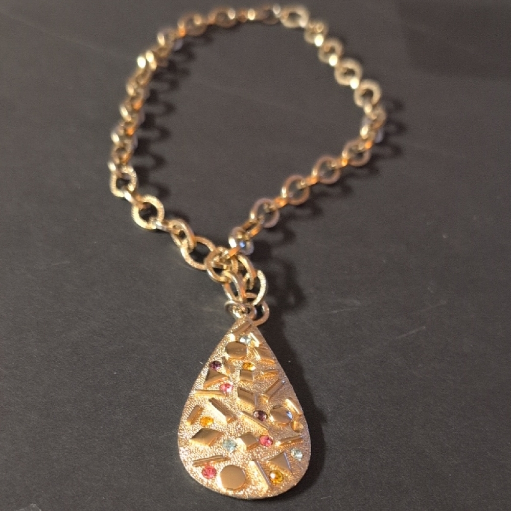 VTG Sarah Coventry Confetti Tear Drop Necklace
